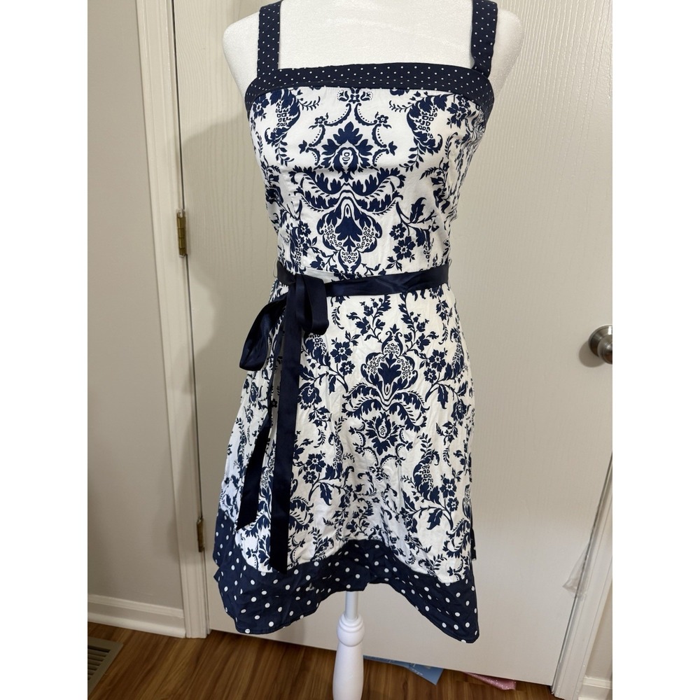 White And Navy Pulse Women's Size Small Sundress Dress